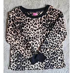 Betsey Johnson Top Leopard Cheetah Print Shirt Sweatshirt, Y2K, Retro, Sz XL